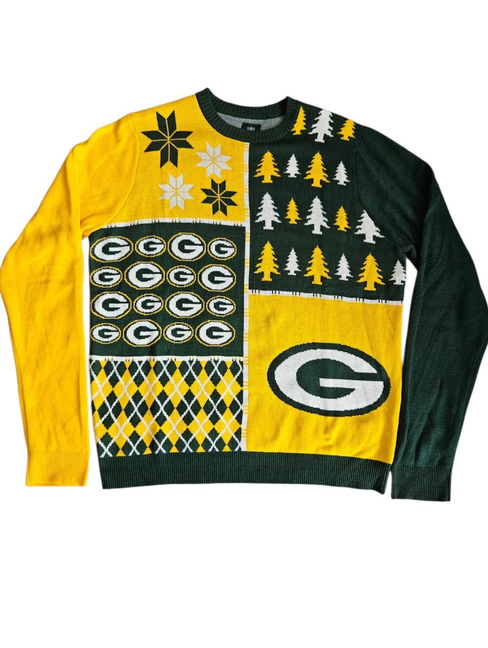 Green Bay Packers NFL Team Christmas Sweater Green Yellow XL Festive Fan Merch